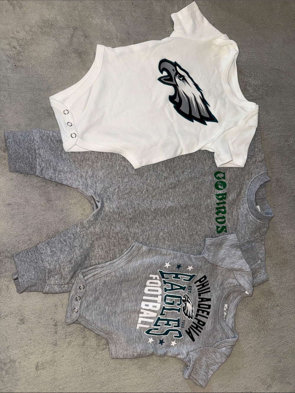 Philadelphia Eagles Bodysuits and Romper - White & Gray